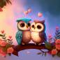 Preview: Diamond Painting picture, pair of owls, square stones, 50x50cm, 61 colours, 3 AB, full picture