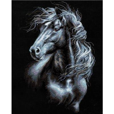 Diamond Painting template, horse black, 70x55cm, 40 colors, for square stones, full size