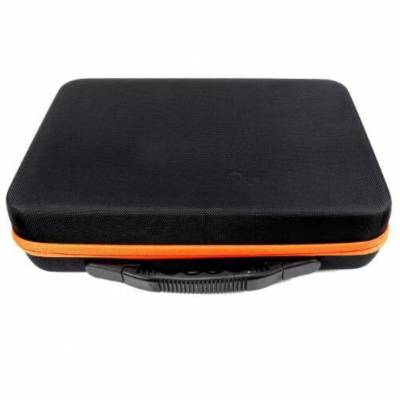 Sortierkoffer, Koffer Schwarz mit orangem Rand, Inhalt 60 großen Döschen mit Drehverschluss