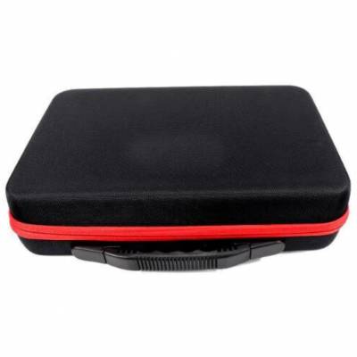 Sortierkoffer, Koffer Schwarz mit rotem Rand, Inhalt 60 Döschen mit Drehverschluss