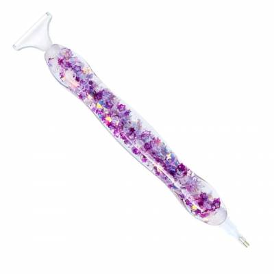Pen for Diamond Painting curved, Glow in the dark purple, with multiple attachments, wax required