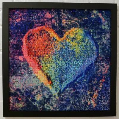 Diamond Painting picture, chalk heart, square stones, 50x50cm, 58 incl. 3 AB colors, full picture
