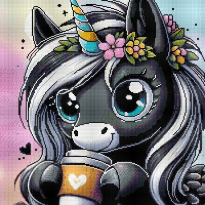 Preview: Michaela Klimes, Coffee Unicorn, eckige Steinchen, 50x50cm, 43 Farben inkl. AB & Feensteine, Vollbild Preview: Michaela Klimes, Coffee Unicorn, eckige Steinchen, 50x50cm, 43 Farben inkl. AB & Feensteine, Vollbild