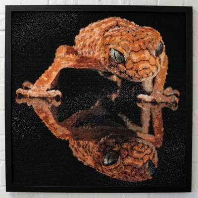 Diamond Painting picture, gecko, round stones, approx. 90x90 cm, 100 colours