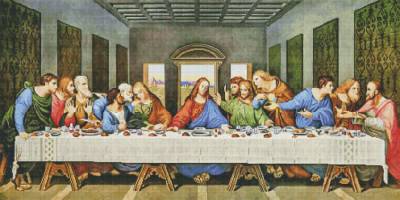 Leonardo da Vinci - The Last Supper, round stones, 70x140cm, 60 colors incl. 4 AB, full picture