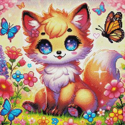 Preview: Michaela Klimes, Kleiner Fuchs, runde Steinchen, 50x50cm, 61 Farben inkl. AB & Feensteine, Vollbild Preview: Michaela Klimes, Kleiner Fuchs, runde Steinchen, 50x50cm, 61 Farben inkl. AB & Feensteine, Vollbild