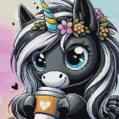 Preview: Michaela Klimes, Coffee Unicorn, runde Steinchen, 50x50cm, 43 Farben inkl. AB & Feensteine, Vollbild Preview: Michaela Klimes, Coffee Unicorn, runde Steinchen, 50x50cm, 43 Farben inkl. AB & Feensteine, Vollbild