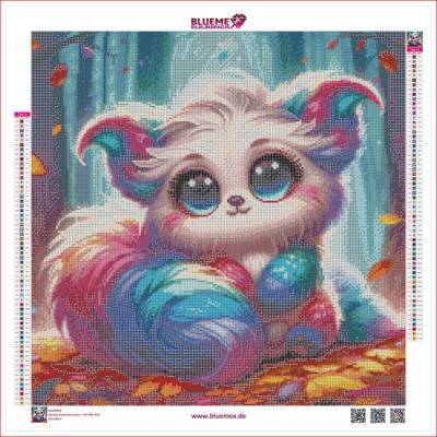 Preview: Michaela Klimes, Kleines Glubschmonster, runde Steinchen, 60x60cm, 61 Farben inkl. AB & Feensteine, Vollbild Preview: Michaela Klimes, Kleines Glubschmonster, runde Steinchen, 60x60cm, 61 Farben inkl. AB & Feensteine, Vollbild