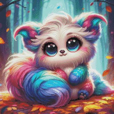 Preview: Michaela Klimes, Kleines Glubschmonster, runde Steinchen, 60x60cm, 61 Farben inkl. AB & Feensteine, Vollbild Preview: Michaela Klimes, Kleines Glubschmonster, runde Steinchen, 60x60cm, 61 Farben inkl. AB & Feensteine, Vollbild