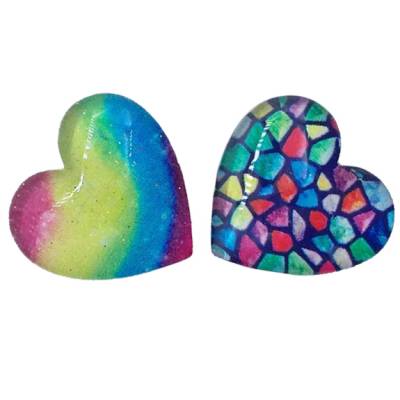 Heart, can be used as a fridge magnet or small weight, rainbow