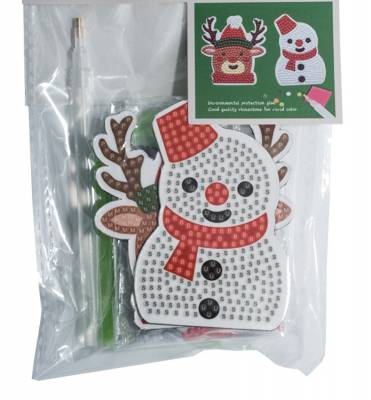 Snowman & reindeer, can be used as fridge magnet, set of 2