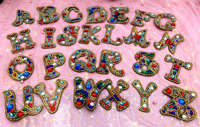 Keyring, letter N, painting set complete with rhinestones and special stones