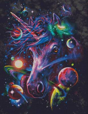 Tami Alba, Cosmic Unicorn, Square Stones, Approx. 70x90cm, 55 Colours, Full Image
