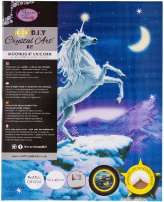 Diamond Painting Picture With Led Lighting, Moonlight Unicorn, Round Diamonds, Approx. 50x40cm, Full Picture
