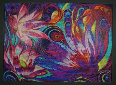 Diamond Painting picture, flowers, round rhinestone diamonds, 45 colours, approx. 70x50cm, full picture