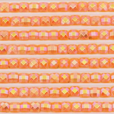 AB Stones, square, (Iridescent), 741, Tangerine Medium, 200 pieces