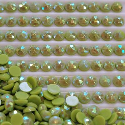 AB Stones, round, (Iridescent), 907, Parrot Green Light, 200 pieces