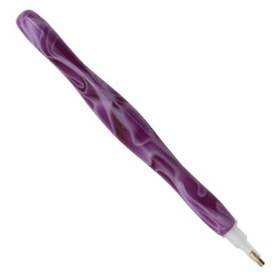 Pen for Diamond Painting, curved, pink, plastic, with multiple attachments, wax necessary