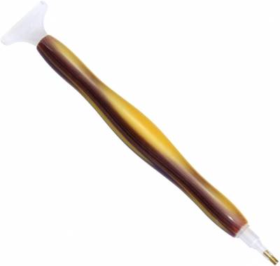Pen for Diamond Painting, yellow-purple, synthetic resin, handmade with multiple attachments, wax required