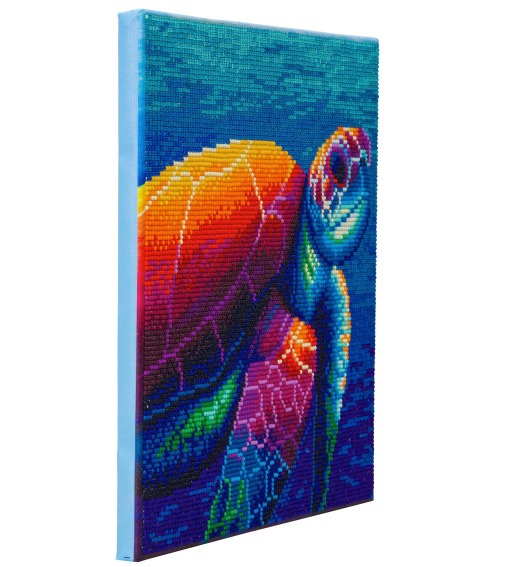 Diamond Painting Deutschland - Diamond Painting picture stretched on a  wooden stretcher, Sea Turtle, round diamonds, approx. 30x30cm, full picture