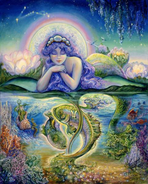 Josephine Wall, Star Sign Pisces, 100x80cm, 260 Colours, Round Stones, Full Image