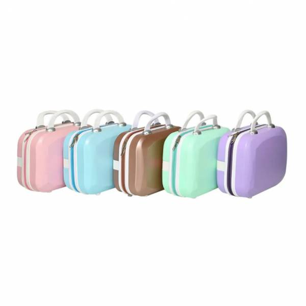 Sorting case, contents 132 jars with screw cap, case light pink