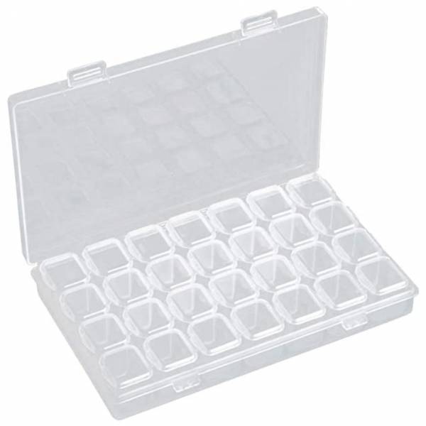 Sorting box with 28 compartments, divided into 7 rows with 4 boxes firmly  closable lids