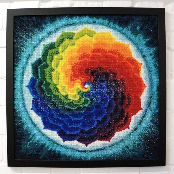 Diamond Painting picture, rainbow mandala, round diamonds, 60x60cm, 45 colors, full image