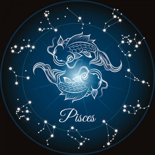 Zodiac sign Pisces, Glow in the dark - night glow, round stones, 60x60cm, 45 colours, full picture