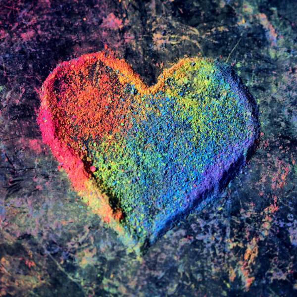 Diamond Painting picture, chalk heart, round stones, 50x50cm, 58 incl. 3 AB colors, full picture
