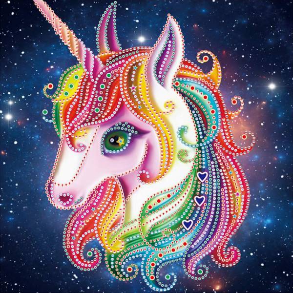 Diamond Painting picture, unicorn, rhinestone diamonds, approx. 25x25cm, partial picture, suitable for beginners