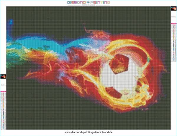 Diamond Painting picture, football, round diamonds, 60x80cm, 38 colours, full picture