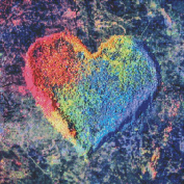 Diamond Painting picture, chalk heart, round stones, 50x50cm, 58 incl. 3 AB colors, full picture