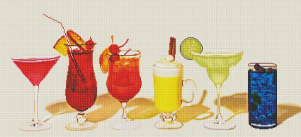 Diamond Painting picture, Fruity cocktails, round stones, 55x120cm, 54 colors, full size