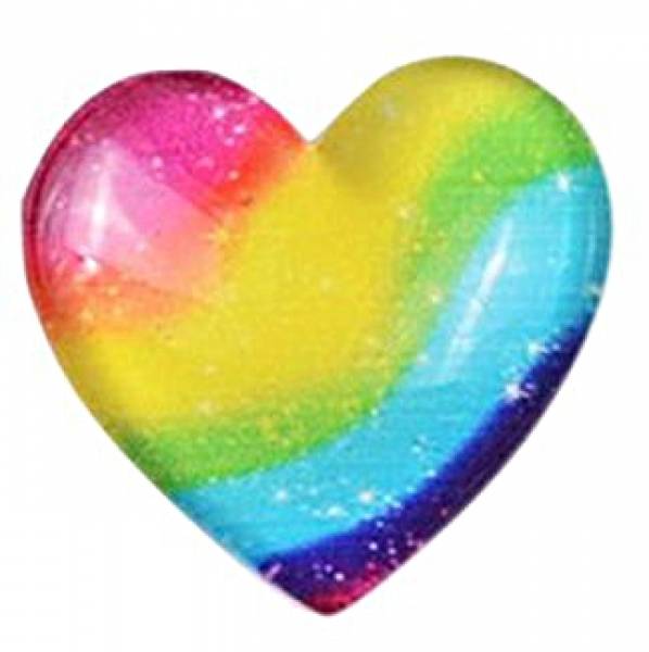 Heart, can be used as a fridge magnet or small weight, rainbow