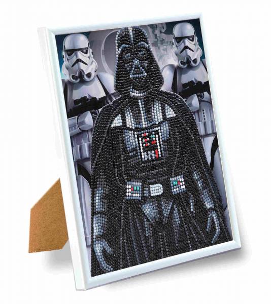Diamond Painting picture with picture frame, Darth Vader and Stormtroopers, round diamonds, approx. 21x25cm, partial picture