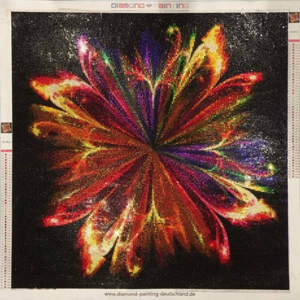 Diamond Painting Picture, Abstract Flower, Round Rhinestone Diamonds, 50 Colours, Approx. 60x60cm, Full Picture