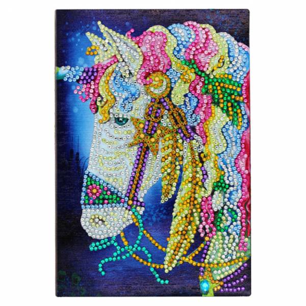 Notebook for painting, unicorn, rhinestones, approx. 14x20cm, lined 