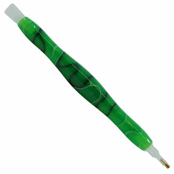 Stift für Diamond Painting, dunkelgrün, Acryl, handgedreht mit Mehrfachaufsätzen, Wachs notwendig