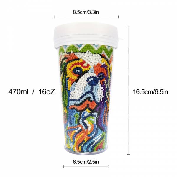 To-go mug for painting, motif dog, 470ml, approx. 16cm high