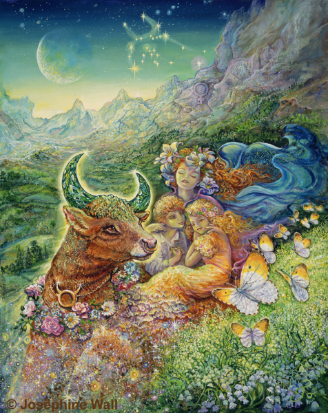 Josephine Wall, Zodiac Taurus, 90x72cm, 240 Colours, Square Stones, Full Image