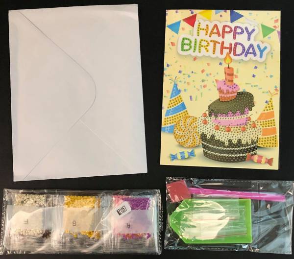Birthday Card Cake, Painting Set complete with round stones
