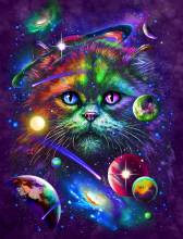 Tami Alba, Cosmic Kitty, eckige Steine, ca. 70x90cm, 60 Farben, Vollbild