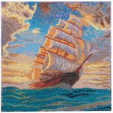 Diamond Painting picture stretched on stretcher, Thomas Kinkade - Courageous Voyage, round diamonds, approx. 30x30cm, full picture
